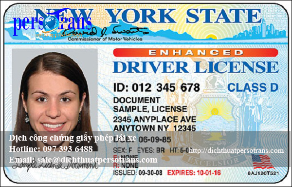 dịch công chứng giấy phép lái xe